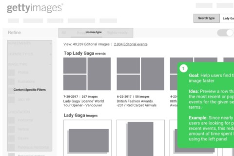 Getty Images Search Wireframes
